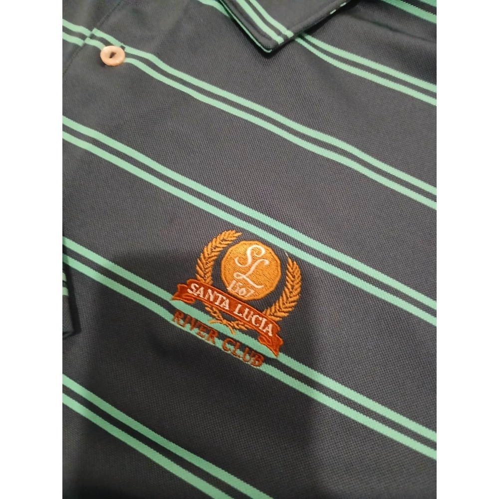 Peter Millar Summer Comfort Polo Shirt Men's L Blue Striped Stretch SANTA LUCIA - Picture 8 of 8